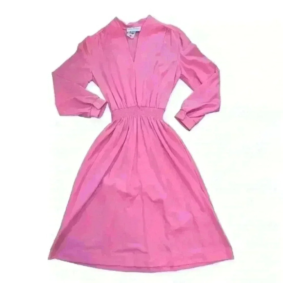 Vintage Pink Long Sleeve House‎ Dress By Cora’s Closet - Picture 2 of 10